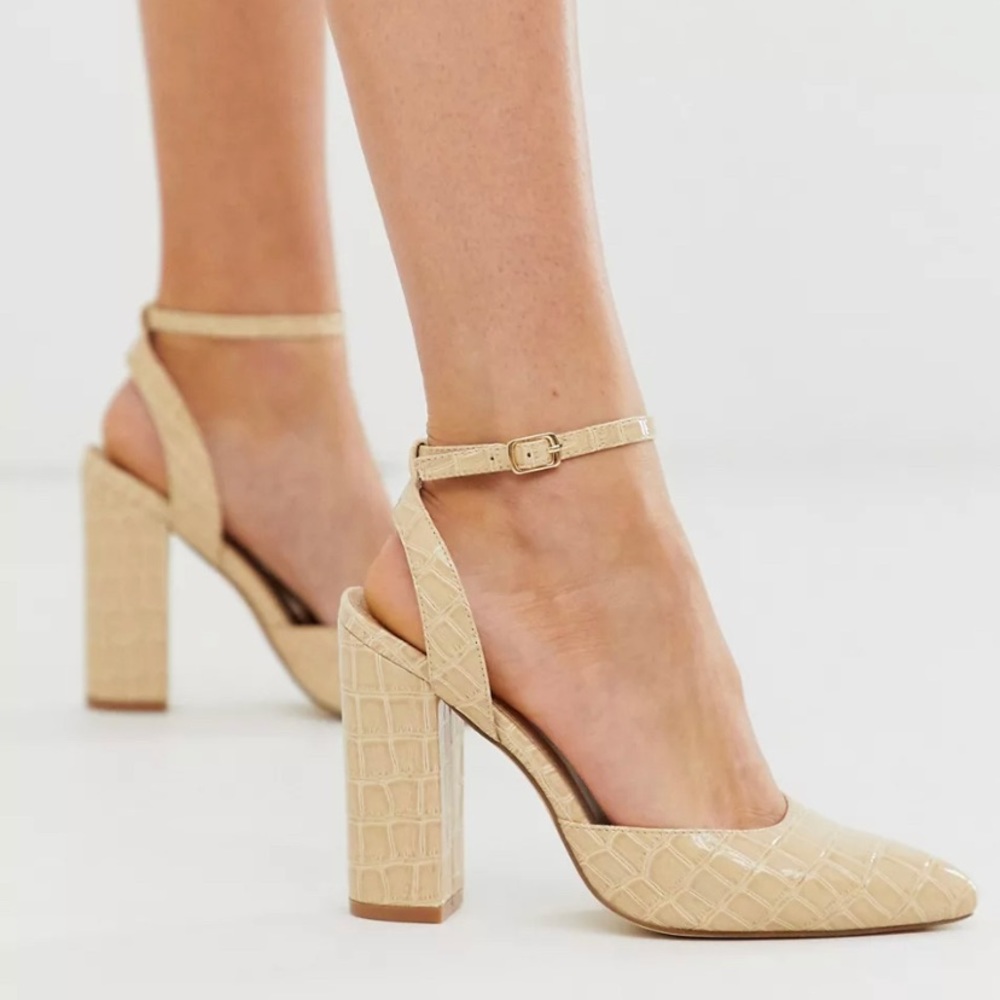 Asos Beige Croc Heel - Size 6